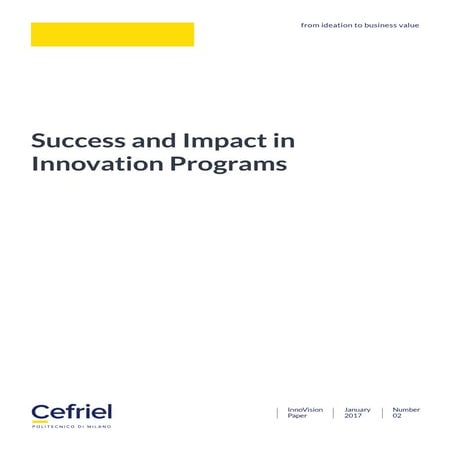 Success and Impact in Innovation Programs