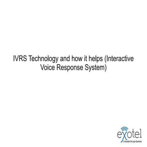IVR (Interactive Voice Response) system & technology