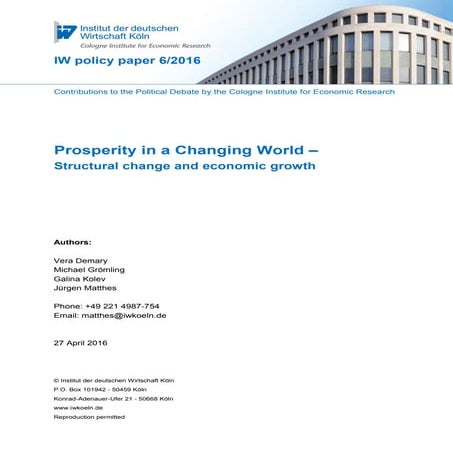 Prosperity in a Changing World – Structural change and economic growth