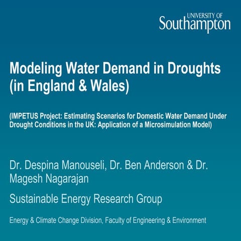Modeling Water Demand in Droughts (in England & Wales)