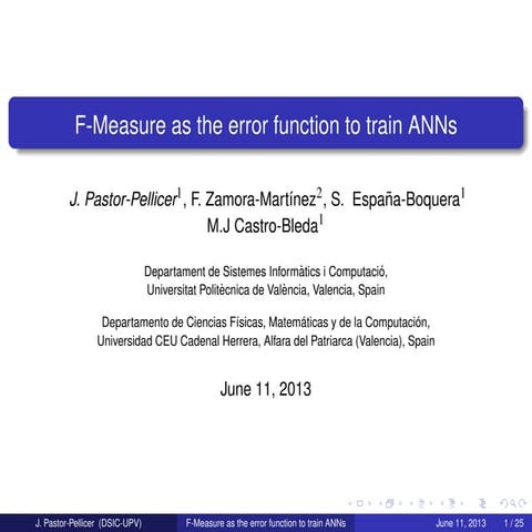 F-Measure as the error function to train Neural Networks