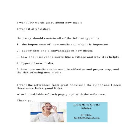I want 700 words essay about new mediaI want it after 2 days | DOCX