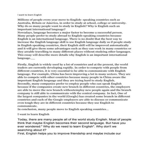 I want to learn english