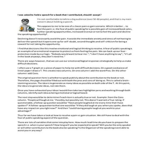 I was asked to hold a speech for a book that I contributed, should i accept?