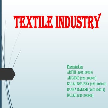 WASTE WATER AND ITS TREATMENT IN TEXTILE INDUSTRY | PPTX