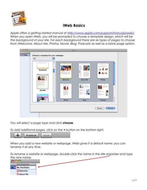 iWeb Quick Glance Cheat Sheet