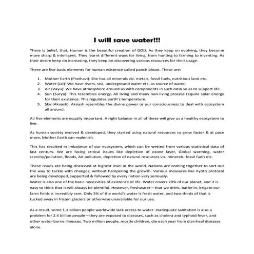 I will save water!!!