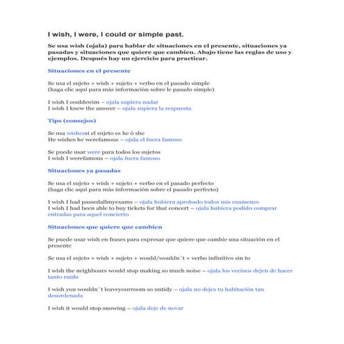 Wish clauses(rules&exercises) | PPT