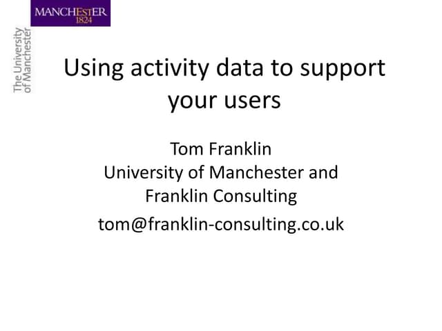 Iwmw11   using activity data to support your users