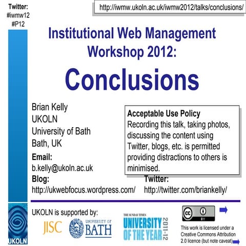 IWMW 2012 conclusions