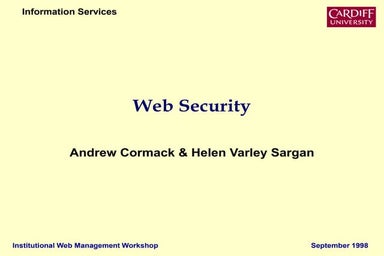IWMW 1998: Server Management (3) Controlling access