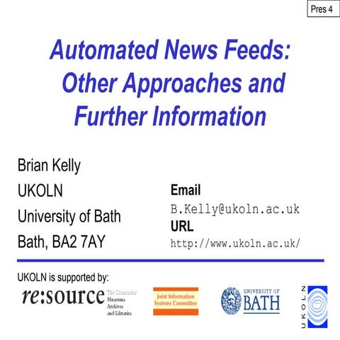 IWMW 2001: Automated News Feeds (4)