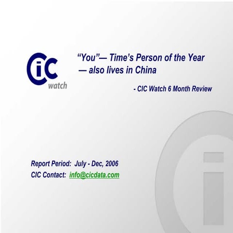 Iwom Watch 2nd Half Year Review 2006: “You”— Time’s Person of the Year - also...