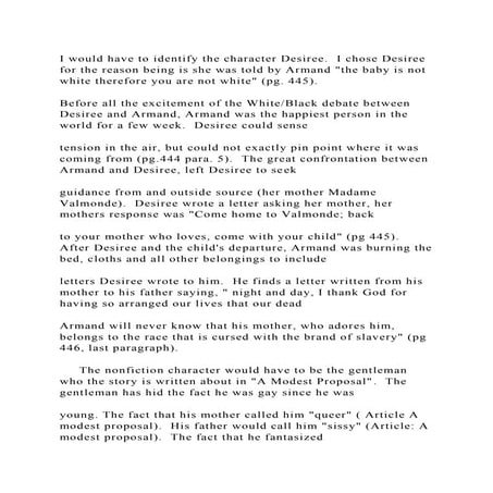 I would have to identify the character Desiree.  I chose Desiree for.docx