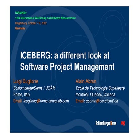 ICEBERG: a different look at Software Project Management