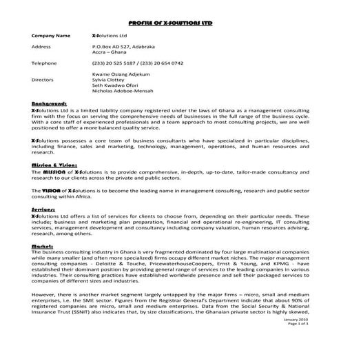 Company Profile   X-Solutions Ltd