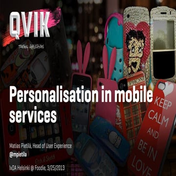 Personalization in mobile services