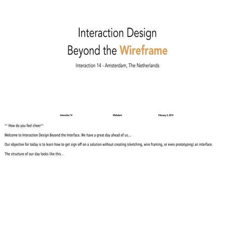 Interaction Design Beyond the Interface Workshop