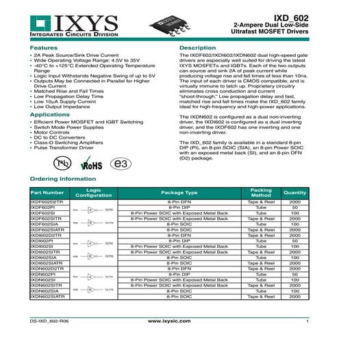 Original IC Mosfet Driver IXDN602SIATR IXDN602SIA 602 SOP-8 New IXYS Corporation