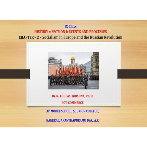 IX Hostory Chapter 2 PPT.pdf SOCIALISM IN EUROPE AND THE RUSSIAN REVOLUTION