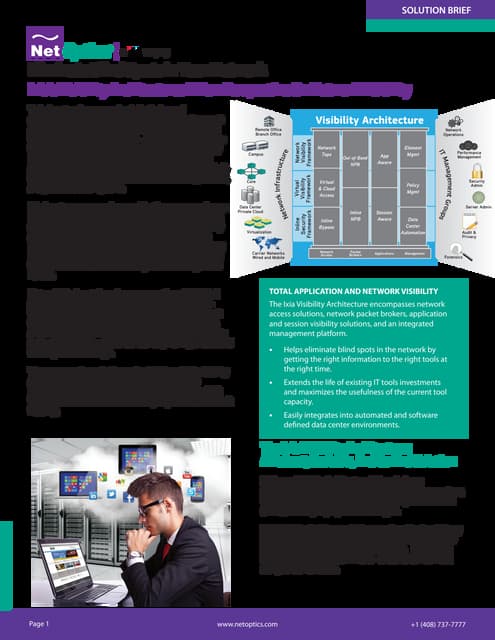 Ixia/Net Optics - Visibility Architecture Solution Brief