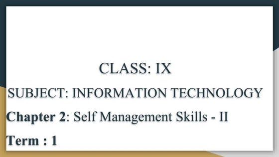 Class 10 Employability Self Management Skills Pptx