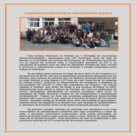 I xornadas convivencia universidade