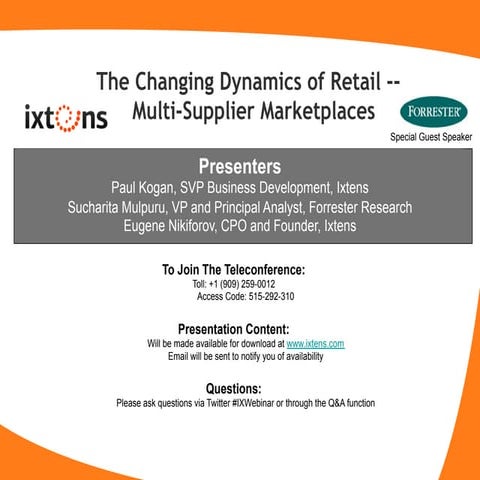 "The Changing Dynamics of Retail - MultiSupplier Marketplaces"
