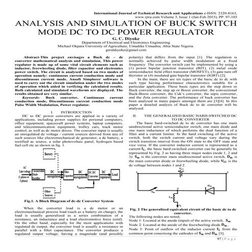 ANALYSIS AND SIMULATION OF BUCK SWITCH MODE DC TO DC POWER REGULATOR