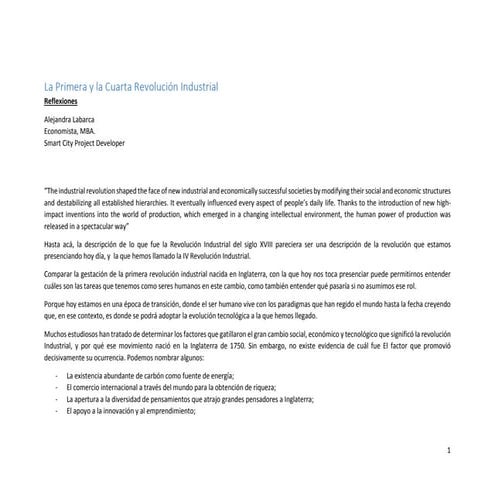 I y IV Revolución Industrial, que hay de nuevo?