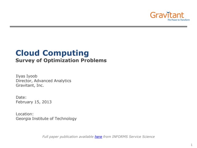Cloud Computing Operations Research