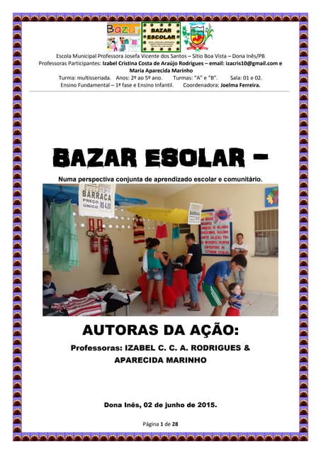 PROJETO BAZAR ESCOLAR