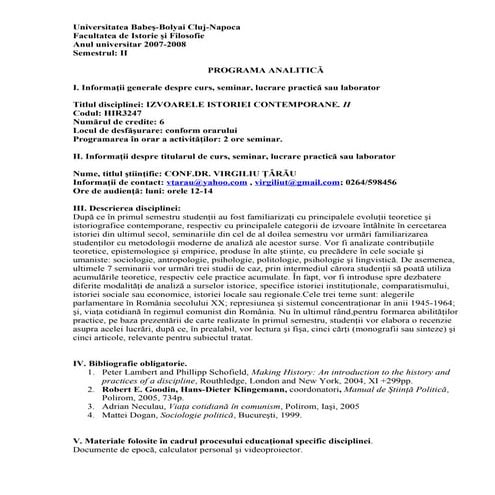 Izvoarele istoriei contemporane