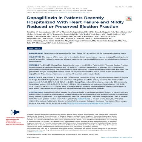 The DELIVER Trial: Dapagliflozin in Heart Failure with Mildly Reduced ...