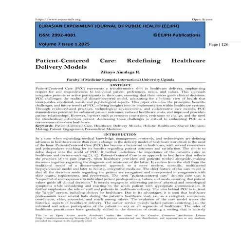 Patient-Centered  Care:  Redefining Healthcare Delivery Models (www.kiu.ac.ug)