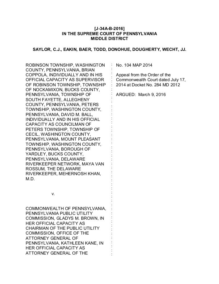 PA Supreme Court Decision In Robinson V Commonwealth Of