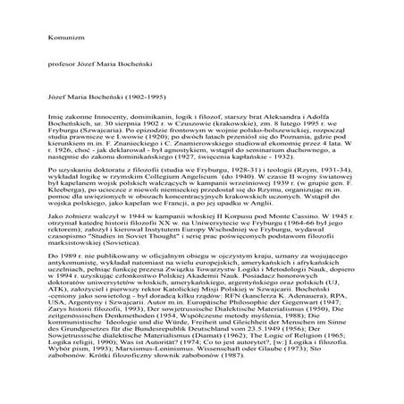 Józef Maria Bocheński Komunizm - artykuł | PDF