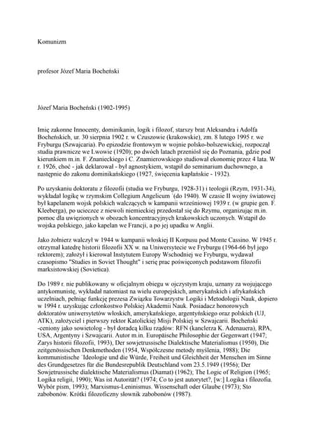 Józef Maria Bocheński Komunizm - artykuł | PDF