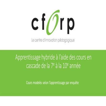 Apprentissage hybride l’aide les cours en cascade de la 7e à la 10e année