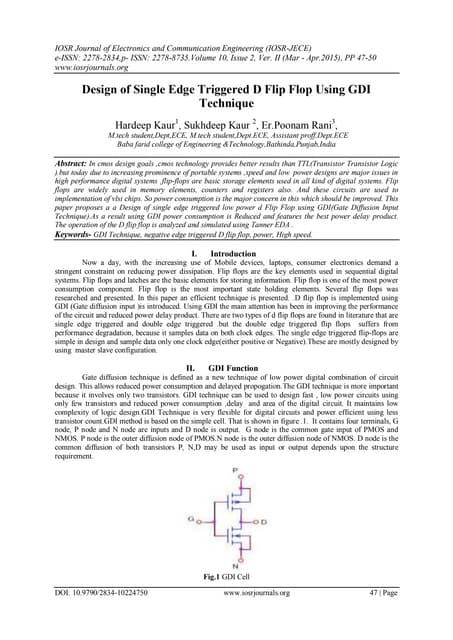 Implementation of D Flip Flop using CMOS Technology | PDF