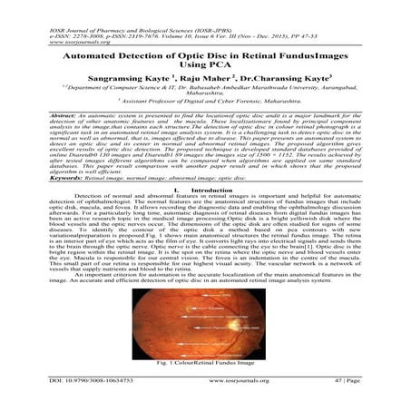 Automated Detection of Optic Disc in Retinal FundusImages Using PCA