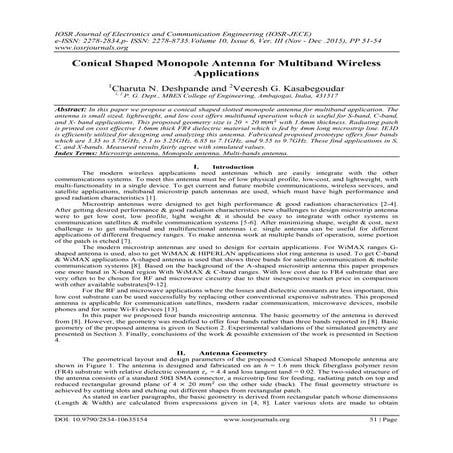 Conical Shaped Monopole Antenna for Multiband Wireless Applications