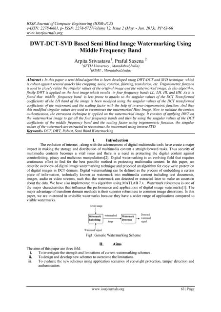 DWT-DCT-SVD Based Semi Blind Image Watermarking Using Middle Frequency Band