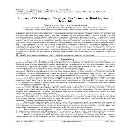 Impact of Training on Employee Performance (Banking Sector Karachi)