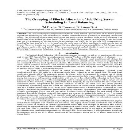 The Grouping of Files in Allocation of Job Using Server Scheduling In Load Ba...