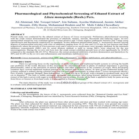 Preliminary phytochemical and antimicrobial screening of leaves extract ...