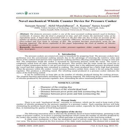 Novel mechanical Whistle Counter Device for Pressure Cooker