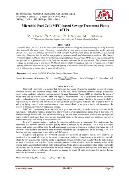  Microbial Fuel Cell (MFC) based Sewage Treatment Plants (STP)
