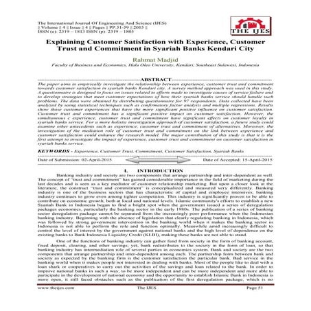 	Explaining Customer Satisfaction with Experience, Customer Trust and Commitm...