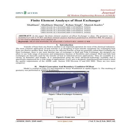 Finite Element Analysys of Heat Exchanger